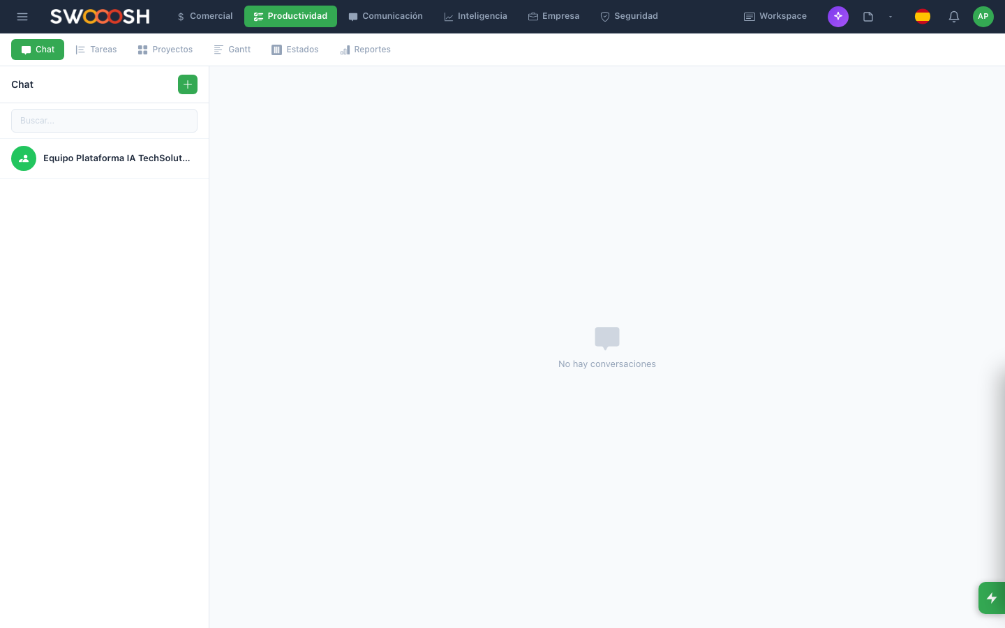 Nabú project management module with Gantt view, assigned tasks, and team progress percentages