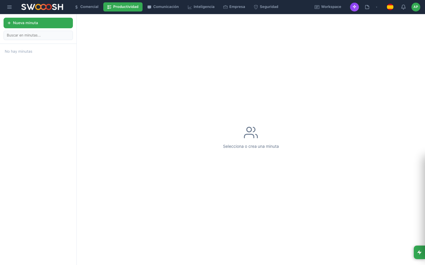 Overview of Nabú meeting minutes module with agreements, assigned tasks and commitment tracking